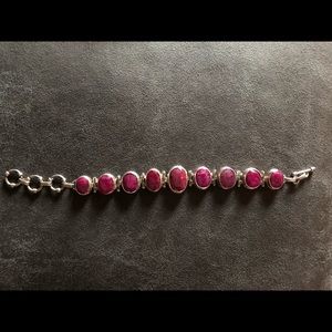 Raspberry Stone Silver Bracelet